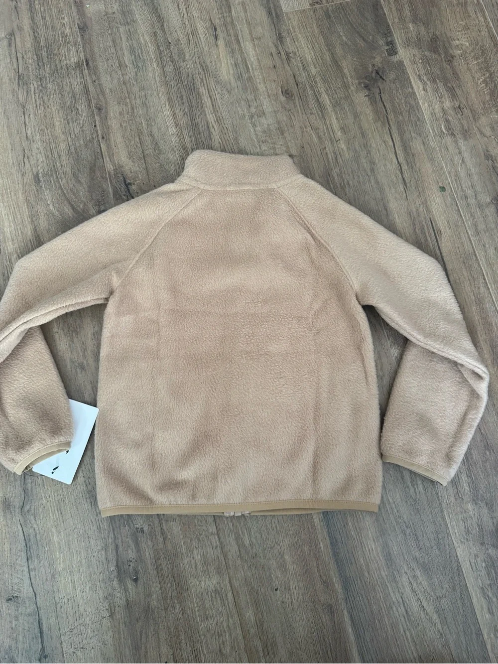 Nike Kids Beige Fleece Full-Zip Jacket with Black Swoosh